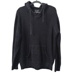Retrofit Knit Hoodie Pullover Sweater Mens XL Dark Gray Textured Pocket Chunky